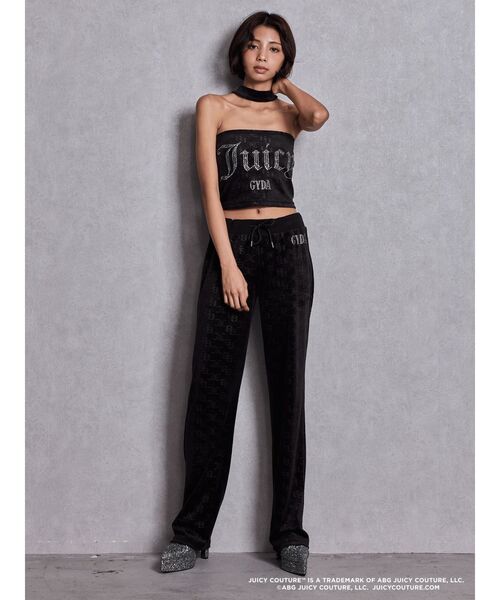 JUICY COUTURE（ジューシークチュール）の「GYDA×Juicy Couture GG JC Emboss Big Bling Velour Track Pants（スウェットパンツ・レディース・ミント/ピンク/ブラック・FREE）」の8枚目の写真