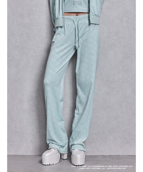 JUICY COUTURE（ジューシークチュール）の「GYDA×Juicy Couture GG JC Emboss Big Bling Velour Track Pants（スウェットパンツ・レディース・ミント/ピンク/ブラック・FREE）」の20枚目の写真