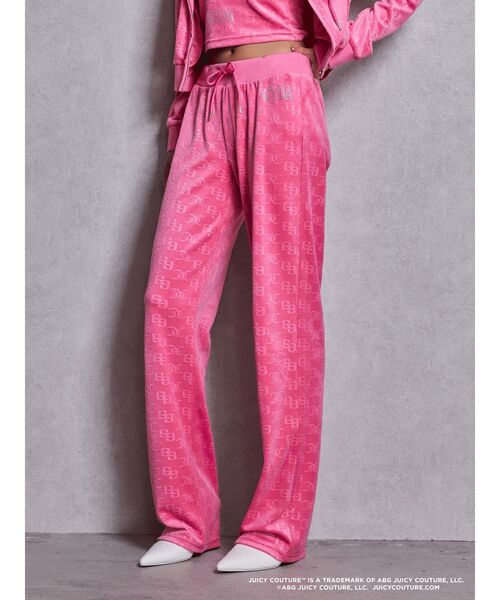 JUICY COUTURE（ジューシークチュール）の「GYDA×Juicy Couture GG JC Emboss Big Bling Velour Track Pants（スウェットパンツ・レディース・ミント/ピンク/ブラック・FREE）」の22枚目の写真