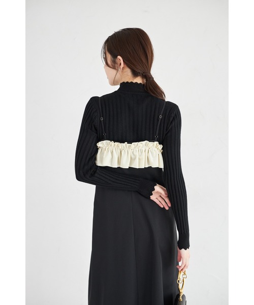 tocco closet（トッコ　クローゼット）の「【ZOZO限定】胸元フリルキャミソールジャンパースカート（ジャンパースカート・レディース・アイボリー/ブラック・M）」の12枚目の写真