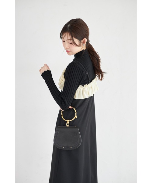 tocco closet（トッコ　クローゼット）の「【ZOZO限定】胸元フリルキャミソールジャンパースカート（ジャンパースカート・レディース・アイボリー/ブラック・M）」の13枚目の写真