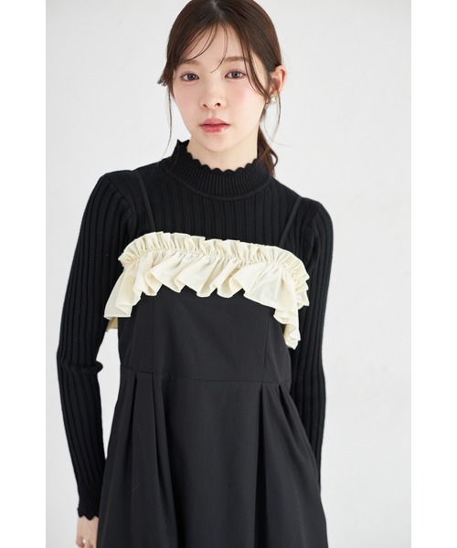 tocco closet（トッコ　クローゼット）の「【ZOZO限定】胸元フリルキャミソールジャンパースカート（ジャンパースカート・レディース・アイボリー/ブラック・M）」の11枚目の写真