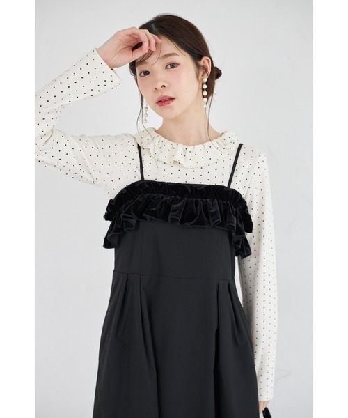 tocco closet（トッコ　クローゼット）の「【ZOZO限定】胸元フリルキャミソールジャンパースカート（ジャンパースカート・レディース・アイボリー/ブラック・M）」の21枚目の写真