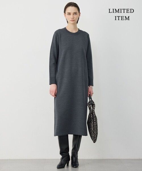 ICB(アイシービー)の「【WEB限定】 ウールブレンドダブルフェイス ニットワンピース(ワンピース・レディース・グレー系/ブラック系・SMALL/X-SMALL)」の5枚目の写真