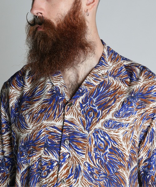 Schott(ショット)の「Schott/ショット/HORSE RAYON SHIRT/ホース レーヨン シャツ(シャツ/ブラウス・メンズ・グリーン/ネイビー・M/L/XL/2XL)」の7枚目の写真