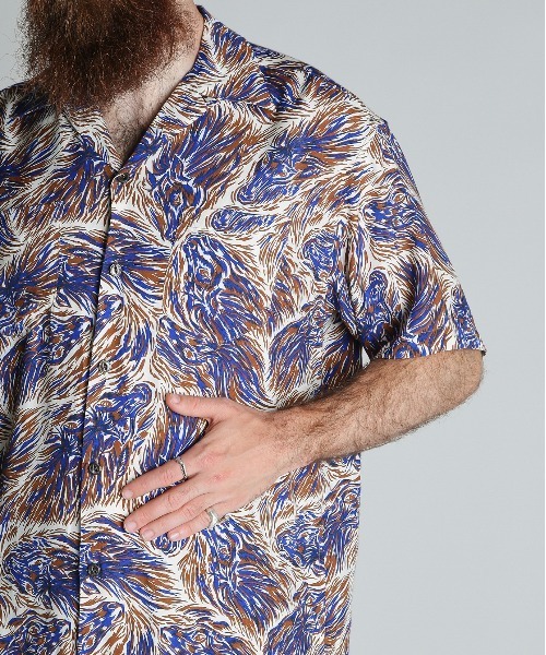 Schott(ショット)の「Schott/ショット/HORSE RAYON SHIRT/ホース レーヨン シャツ(シャツ/ブラウス・メンズ・グリーン/ネイビー・M/L/XL/2XL)」の8枚目の写真