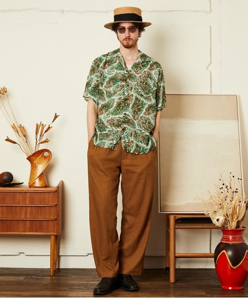 Schott(ショット)の「Schott/ショット/HORSE RAYON SHIRT/ホース レーヨン シャツ(シャツ/ブラウス・メンズ・グリーン/ネイビー・M/L/XL/2XL)」の3枚目の写真