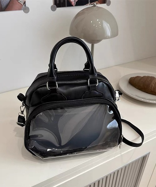 shopnikoniko(ショップニコニコ)の「PUレザー ミニボストン 推し活 痛バッグ(ボストンバッグ・レディース・ブラック/ホワイト・フリー)」の5枚目の写真