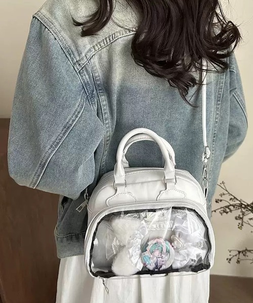 shopnikoniko(ショップニコニコ)の「PUレザー ミニボストン 推し活 痛バッグ(ボストンバッグ・レディース・ブラック/ホワイト・フリー)」の7枚目の写真
