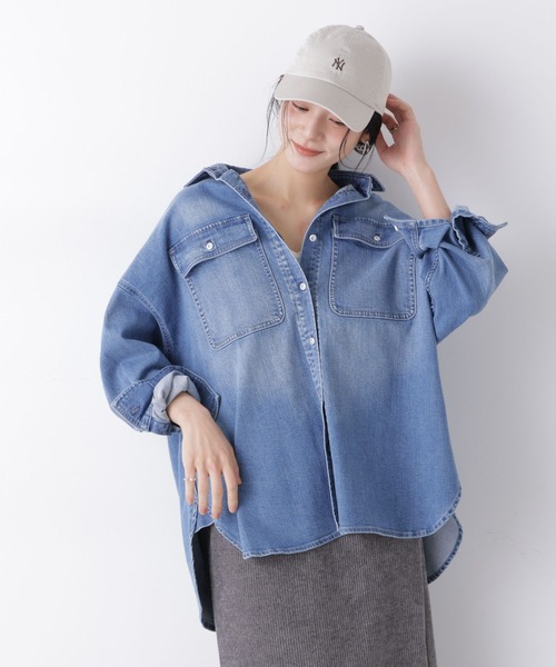Healthy denim（ヘルシーデニム）の「Healthy DENIM/別注 Almond Mid Used（シャツ/ブラウス・レディース・ダークブルー・1/0）」の5枚目の写真