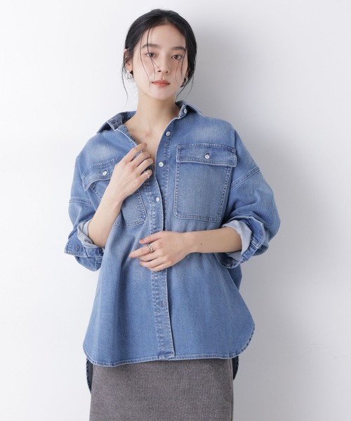 Healthy denim（ヘルシーデニム）の「Healthy DENIM/別注 Almond Mid Used（シャツ/ブラウス・レディース・ダークブルー・1/0）」の4枚目の写真