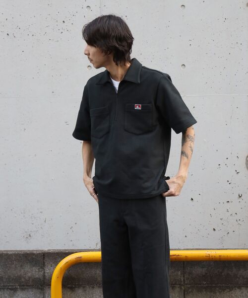 BEN DAVIS/WHITE LABEL(ベンデイビス ホワイトラベル)の「【BEN DAVIS(ベンデイビス)】90TH H.SWEAT S/S 1/2 ZIP SHIRT / ヘビーウェイト 半袖 ハーフジップ 裏毛 ワンポイント ≪セットアップ対応≫(シャツ/ブラウス・メンズ・ブラック/グレー・MEDIUM/LARGE/X-LARGE)」の5枚目の写真