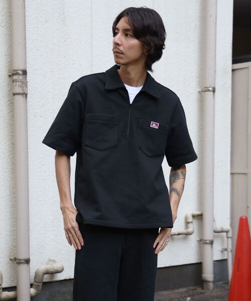 BEN DAVIS/WHITE LABEL(ベンデイビス ホワイトラベル)の「【BEN DAVIS(ベンデイビス)】90TH H.SWEAT S/S 1/2 ZIP SHIRT / ヘビーウェイト 半袖 ハーフジップ 裏毛 ワンポイント ≪セットアップ対応≫(シャツ/ブラウス・メンズ・ブラック/グレー・MEDIUM/LARGE/X-LARGE)」の8枚目の写真