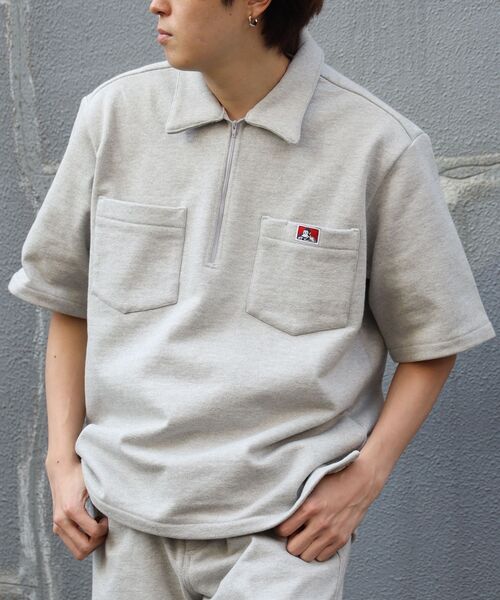 BEN DAVIS/WHITE LABEL(ベンデイビス ホワイトラベル)の「【BEN DAVIS(ベンデイビス)】90TH H.SWEAT S/S 1/2 ZIP SHIRT / ヘビーウェイト 半袖 ハーフジップ 裏毛 ワンポイント ≪セットアップ対応≫(シャツ/ブラウス・メンズ・ブラック/グレー・MEDIUM/LARGE/X-LARGE)」の12枚目の写真