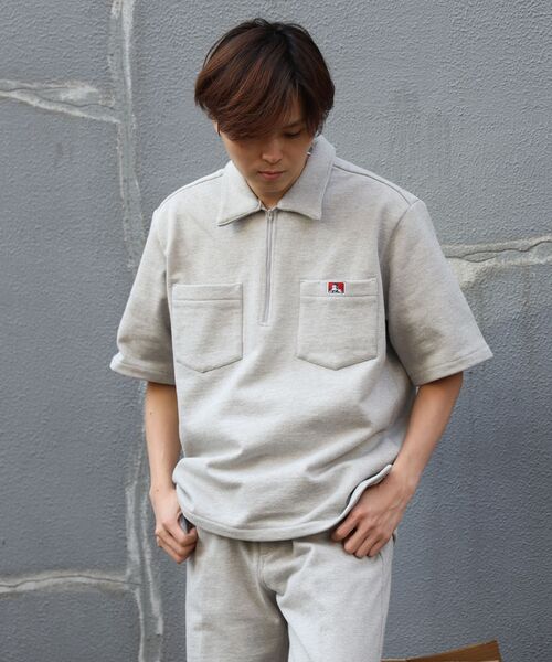 BEN DAVIS/WHITE LABEL(ベンデイビス ホワイトラベル)の「【BEN DAVIS(ベンデイビス)】90TH H.SWEAT S/S 1/2 ZIP SHIRT / ヘビーウェイト 半袖 ハーフジップ 裏毛 ワンポイント ≪セットアップ対応≫(シャツ/ブラウス・メンズ・ブラック/グレー・MEDIUM/LARGE/X-LARGE)」の13枚目の写真