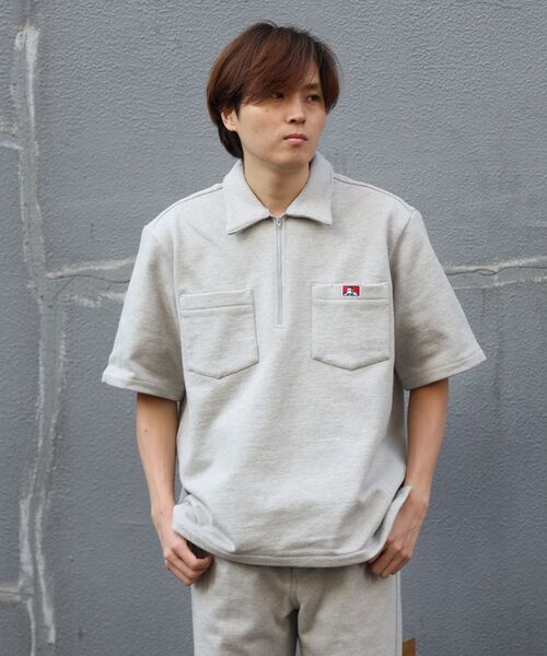 BEN DAVIS/WHITE LABEL(ベンデイビス ホワイトラベル)の「【BEN DAVIS(ベンデイビス)】90TH H.SWEAT S/S 1/2 ZIP SHIRT / ヘビーウェイト 半袖 ハーフジップ 裏毛 ワンポイント ≪セットアップ対応≫(シャツ/ブラウス・メンズ・ブラック/グレー・MEDIUM/LARGE/X-LARGE)」の14枚目の写真