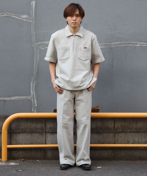 BEN DAVIS/WHITE LABEL(ベンデイビス ホワイトラベル)の「【BEN DAVIS(ベンデイビス)】90TH H.SWEAT S/S 1/2 ZIP SHIRT / ヘビーウェイト 半袖 ハーフジップ 裏毛 ワンポイント ≪セットアップ対応≫(シャツ/ブラウス・メンズ・ブラック/グレー・MEDIUM/LARGE/X-LARGE)」の16枚目の写真