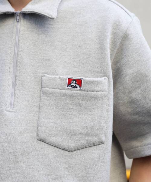 BEN DAVIS/WHITE LABEL(ベンデイビス ホワイトラベル)の「【BEN DAVIS(ベンデイビス)】90TH H.SWEAT S/S 1/2 ZIP SHIRT / ヘビーウェイト 半袖 ハーフジップ 裏毛 ワンポイント ≪セットアップ対応≫(シャツ/ブラウス・メンズ・ブラック/グレー・MEDIUM/LARGE/X-LARGE)」の18枚目の写真