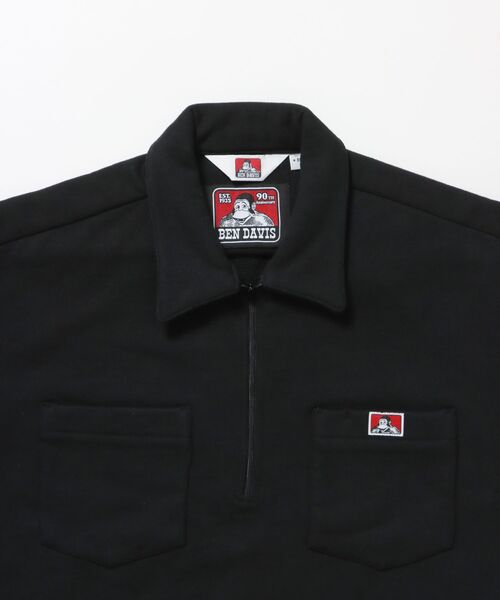 BEN DAVIS/WHITE LABEL(ベンデイビス ホワイトラベル)の「【BEN DAVIS(ベンデイビス)】90TH H.SWEAT S/S 1/2 ZIP SHIRT / ヘビーウェイト 半袖 ハーフジップ 裏毛 ワンポイント ≪セットアップ対応≫(シャツ/ブラウス・メンズ・ブラック/グレー・MEDIUM/LARGE/X-LARGE)」の22枚目の写真