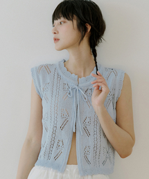WOI CROCHET VEST POWDER BLUE