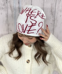 GORGE（ゴージ）の「《英字LOVEメッセージ×存在感デザイン》ニットビーニー帽／秋冬（ニットキャップ/ビーニー）」