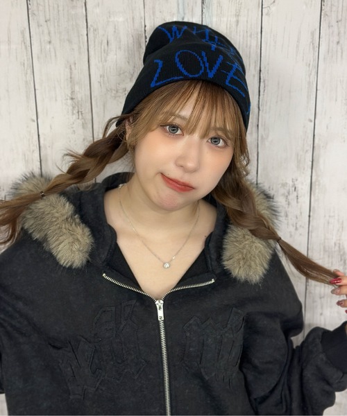 GORGE(ゴージ)の「《英字LOVEメッセージ×存在感デザイン》ニットビーニー帽/秋冬(ニットキャップ/ビーニー・レディース・ブラック/グレー/オフホワイト・F)」の5枚目の写真