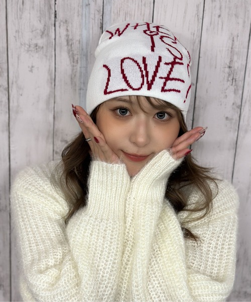 GORGE(ゴージ)の「《英字LOVEメッセージ×存在感デザイン》ニットビーニー帽/秋冬(ニットキャップ/ビーニー・レディース・ブラック/グレー/オフホワイト・F)」の11枚目の写真