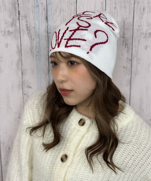 GORGE(ゴージ)の「《英字LOVEメッセージ×存在感デザイン》ニットビーニー帽/秋冬(ニットキャップ/ビーニー・レディース・ブラック/グレー/オフホワイト・F)」の12枚目の写真