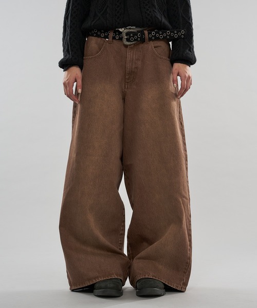 WISH FOR EVER（ウィッシュフォーエバー）の「【 3color / 3size 】COLOR WIDE CURVE DENIM / カラーワイドカーブデニム（デニムパンツ・メンズ・ブラウン/オリーブ/ピンク・X-SMALL/MEDIUM/SMALL）」の2枚目の写真