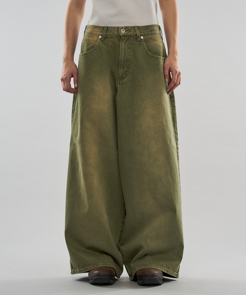 WISH FOR EVER（ウィッシュフォーエバー）の「【 3color / 3size 】COLOR WIDE CURVE DENIM / カラーワイドカーブデニム（デニムパンツ・メンズ・ブラウン/オリーブ/ピンク・X-SMALL/MEDIUM/SMALL）」の3枚目の写真