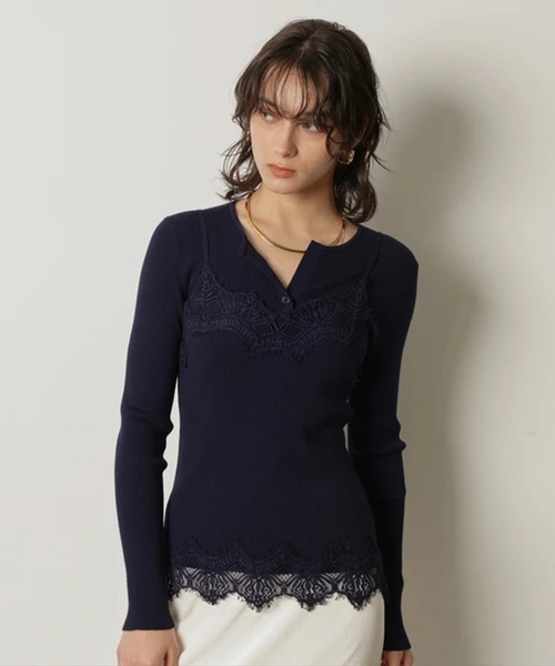 レースキャミ付きアンサンブル（ニット/セーター）｜CADUNE（カデュネ