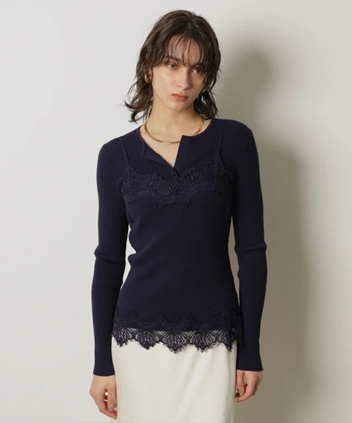レースキャミ付きアンサンブル（ニット/セーター）｜CADUNE（カデュネ