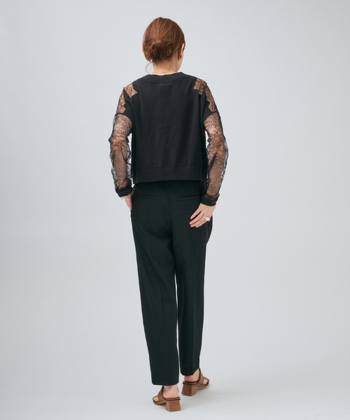 VERMEIL par iena(ヴェルメイユパーイエナ)の「Cotton Boucle レースカーディガン(カーディガン/ボレロ・レディース・ブラック/ベージュ・FREE)」の5枚目の写真