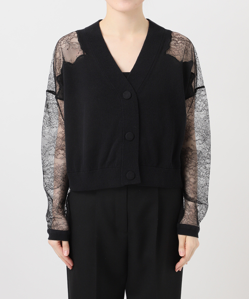 VERMEIL par iena(ヴェルメイユパーイエナ)の「Cotton Boucle レースカーディガン(カーディガン/ボレロ・レディース・ブラック/ベージュ・FREE)」の17枚目の写真