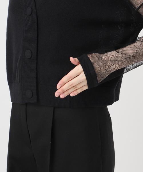 VERMEIL par iena(ヴェルメイユパーイエナ)の「Cotton Boucle レースカーディガン(カーディガン/ボレロ・レディース・ブラック/ベージュ・FREE)」の22枚目の写真