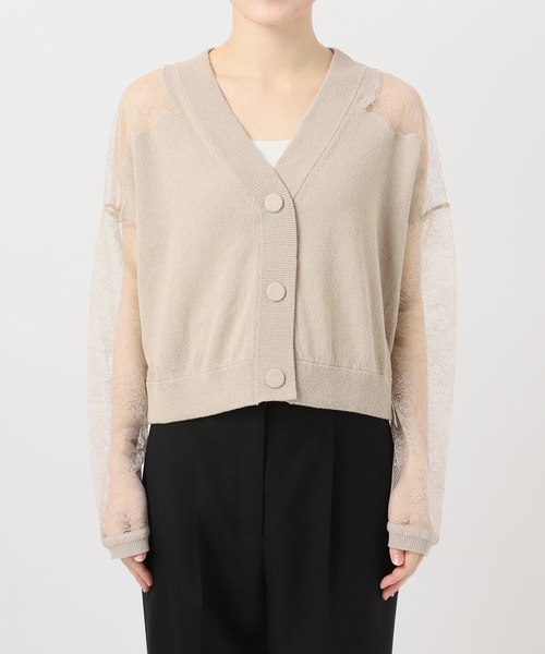 VERMEIL par iena(ヴェルメイユパーイエナ)の「Cotton Boucle レースカーディガン(カーディガン/ボレロ・レディース・ブラック/ベージュ・FREE)」の10枚目の写真