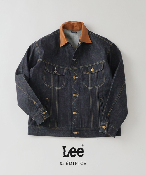 Lee（リー）の「Lee (リー) 別注 101*101-J RIDERS RIGID デニムジャケット（デニムジャケット・メンズ・ネイビー/ブラウン・SMALL/X-LARGE/LARGE/MEDIUM）」の2枚目の写真