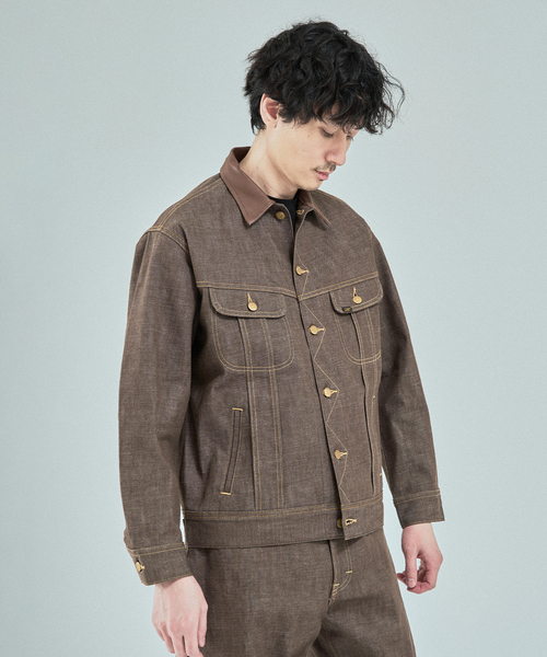 Lee（リー）の「Lee (リー) 別注 101*101-J RIDERS RIGID デニムジャケット（デニムジャケット・メンズ・ネイビー/ブラウン・SMALL/X-LARGE/LARGE/MEDIUM）」の8枚目の写真