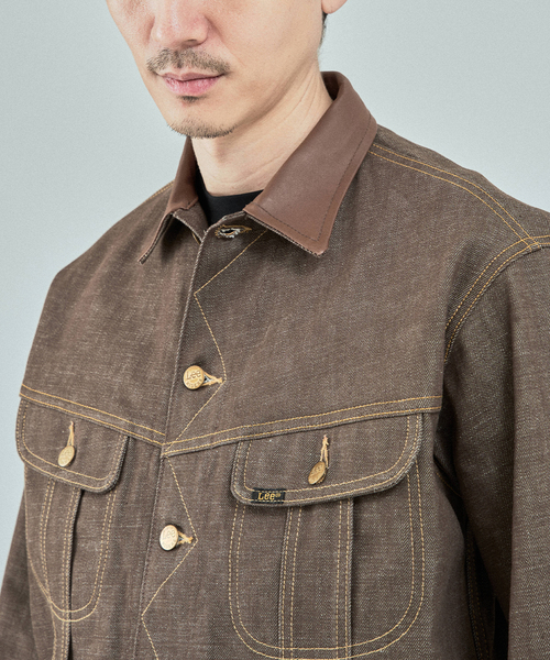 Lee（リー）の「Lee (リー) 別注 101*101-J RIDERS RIGID デニムジャケット（デニムジャケット・メンズ・ネイビー/ブラウン・SMALL/X-LARGE/LARGE/MEDIUM）」の11枚目の写真