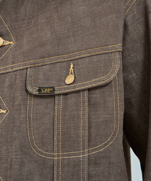 Lee（リー）の「Lee (リー) 別注 101*101-J RIDERS RIGID デニムジャケット（デニムジャケット・メンズ・ネイビー/ブラウン・SMALL/X-LARGE/LARGE/MEDIUM）」の13枚目の写真