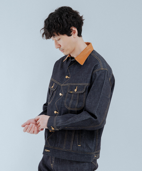 Lee（リー）の「Lee (リー) 別注 101*101-J RIDERS RIGID デニムジャケット（デニムジャケット・メンズ・ネイビー/ブラウン・SMALL/X-LARGE/LARGE/MEDIUM）」の18枚目の写真