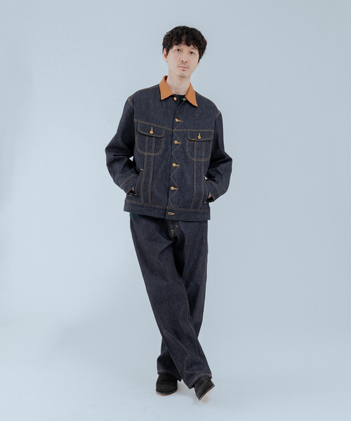 Lee（リー）の「Lee (リー) 別注 101*101-J RIDERS RIGID デニムジャケット（デニムジャケット・メンズ・ネイビー/ブラウン・SMALL/X-LARGE/LARGE/MEDIUM）」の20枚目の写真