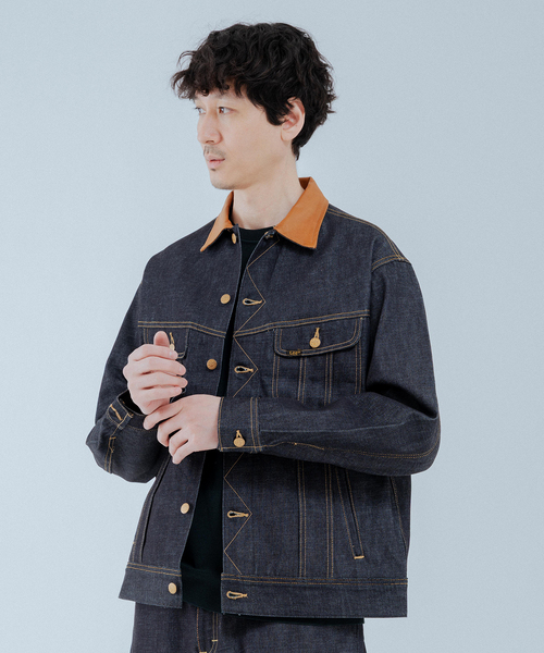 Lee（リー）の「Lee (リー) 別注 101*101-J RIDERS RIGID デニムジャケット（デニムジャケット・メンズ・ネイビー/ブラウン・SMALL/X-LARGE/LARGE/MEDIUM）」の3枚目の写真