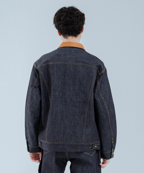 Lee（リー）の「Lee (リー) 別注 101*101-J RIDERS RIGID デニムジャケット（デニムジャケット・メンズ・ネイビー/ブラウン・SMALL/X-LARGE/LARGE/MEDIUM）」の5枚目の写真