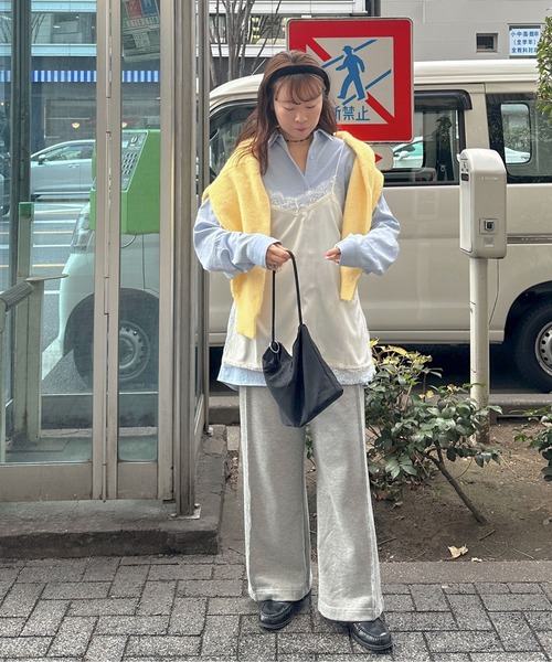 PILIT(ピリット)の「サテンレースキャミ(キャミソール・レディース・オフホワイト/ブラック・MEDIUM)」の4枚目の写真