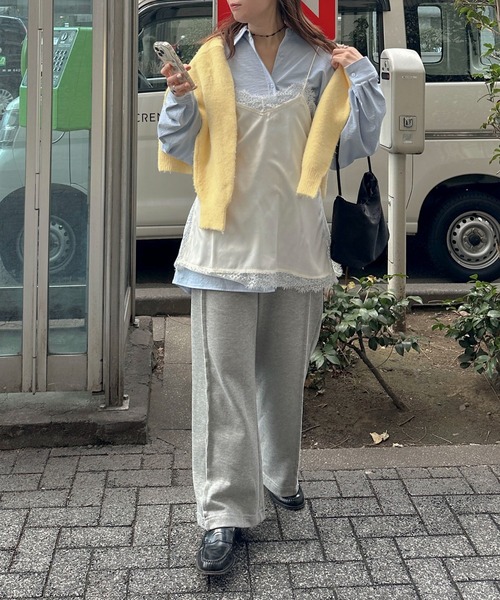 PILIT(ピリット)の「サテンレースキャミ(キャミソール・レディース・オフホワイト/ブラック・MEDIUM)」の5枚目の写真