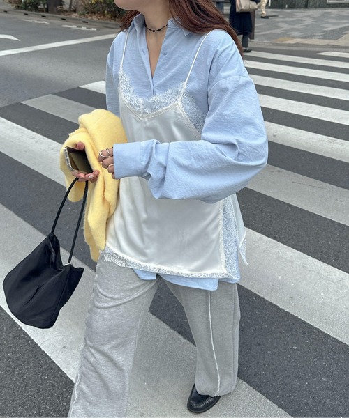 PILIT(ピリット)の「サテンレースキャミ(キャミソール・レディース・オフホワイト/ブラック・MEDIUM)」の7枚目の写真