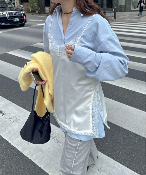 PILIT(ピリット)の「サテンレースキャミ(キャミソール・レディース・オフホワイト/ブラック・MEDIUM)」の13枚目の写真