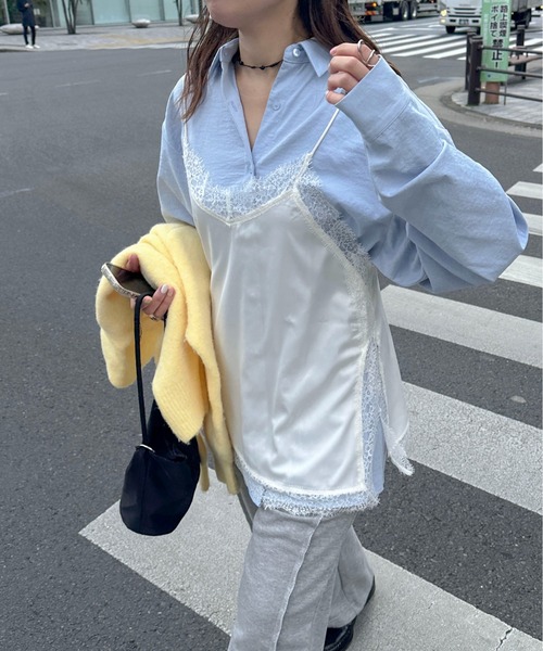 PILIT(ピリット)の「サテンレースキャミ(キャミソール・レディース・オフホワイト/ブラック・MEDIUM)」の14枚目の写真