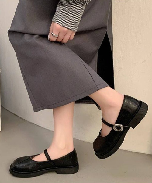 Teem Store（チームストア）の「スクエアトゥフラットメリージェーンパンプス フラットサンダル（サンダル・レディース・ホワイト/ブラック/シルバー・M/L）」の13枚目の写真